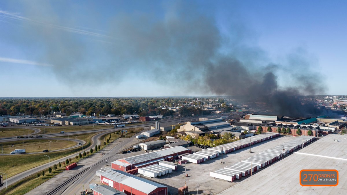 Big warehouse fire this morning in evansville Indiana.  Here's a few shots from the air near the fire 