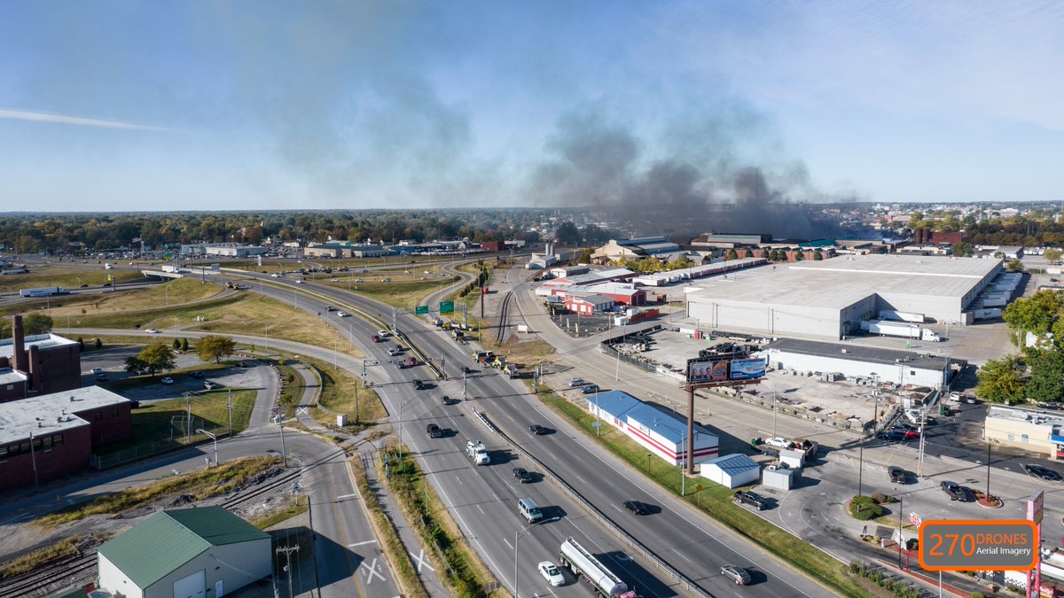 Big warehouse fire this morning in evansville Indiana.  Here's a few shots from the air near the fire 