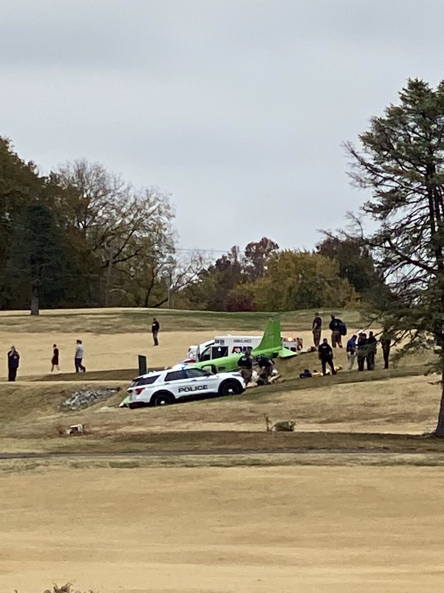 Emergency crews on scene on plane crash at Helfrich Golf Course in Evansville