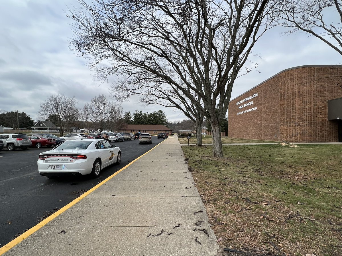 South Vermillion High School where an accidental discharge of a firearm by a law enforcement officer has injured a student. The student has non-life-threatening injuries, and the school is on lockdown because of the increased emergency personnel. 