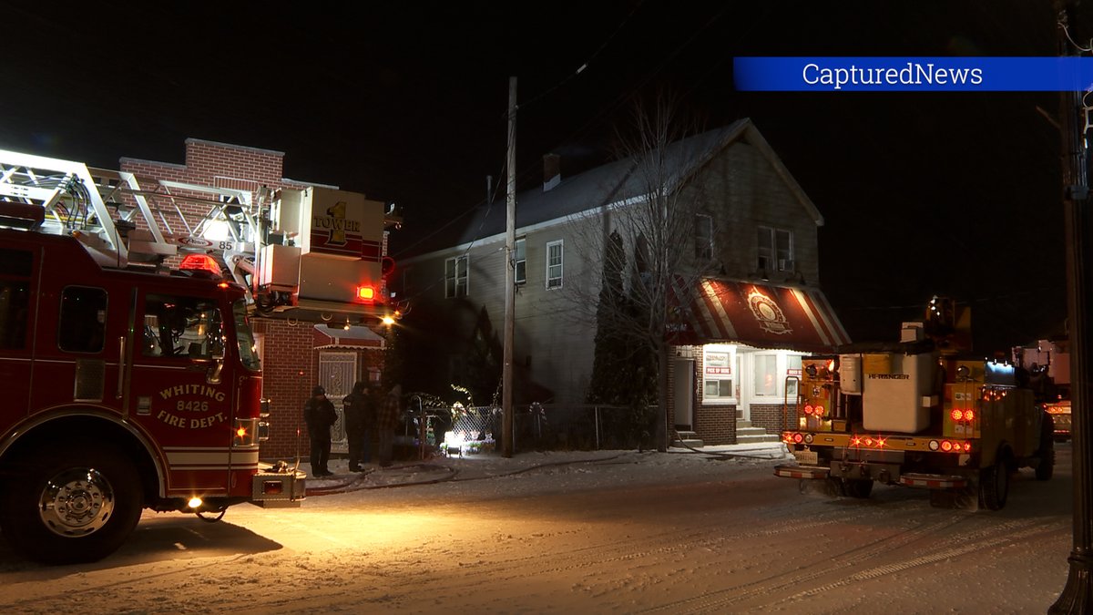 WHITING, IN: Fire fighters remain on scene in the 1700 block of 119TH after responding to a working fire. Frigid 1 Degree temps at time of call. 