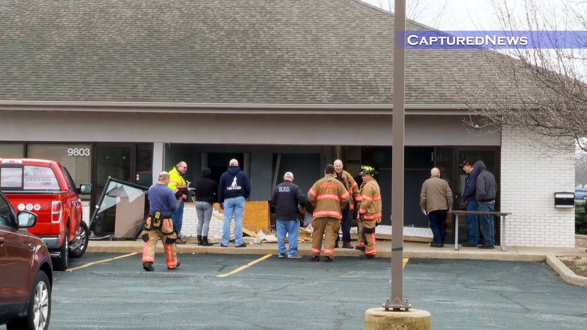 HIGHLAND, IN: A pickup truck drove into the Edward Jones office in the 9800 block of Prairie Ave this morning. Reports indicate that one person was transported to a local hospital 