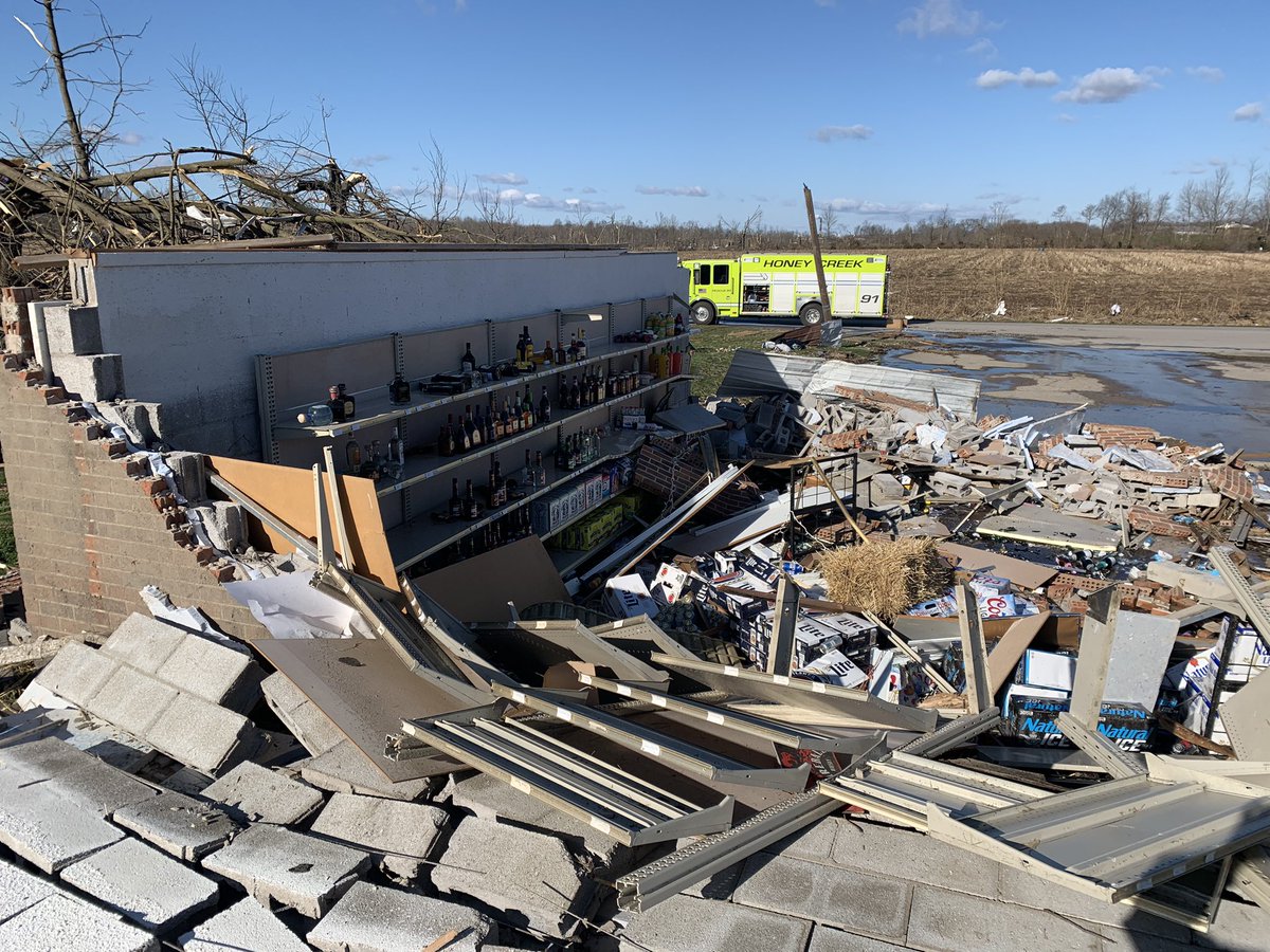 Sullivan. Homes leveled, cars destroyed and a liquor store ripped wide open. 