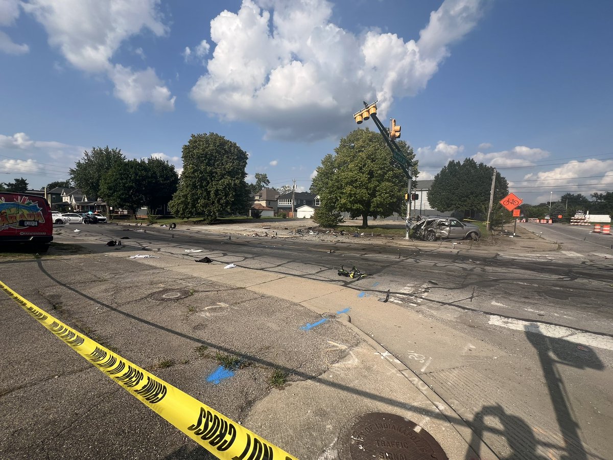 Police have arrested 27-year-old Tramayne Harris for his role in this crash. He was driving the silver Dodge Hellcat. His preliminary charges listed in the police report indicate he was under the influence when the crash happened.  crash at New York Street and State Ave on Indy's near east side. 6 children and 2 adults injured. 3 kids are critical and the others are stable. Both adults are stable also. Crash investigators are on scene