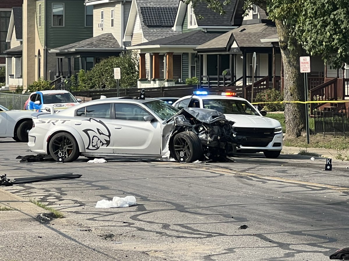 Police have arrested 27-year-old Tramayne Harris for his role in this crash. He was driving the silver Dodge Hellcat. His preliminary charges listed in the police report indicate he was under the influence when the crash happened.  crash at New York Street and State Ave on Indy's near east side. 6 children and 2 adults injured. 3 kids are critical and the others are stable. Both adults are stable also. Crash investigators are on scene