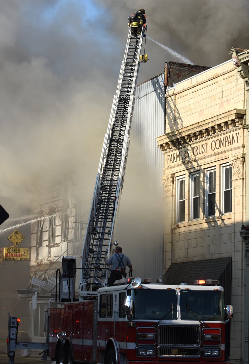 More than 100 firefighters from multiple departments spent several hours last night battling a fire in downtown Rushville