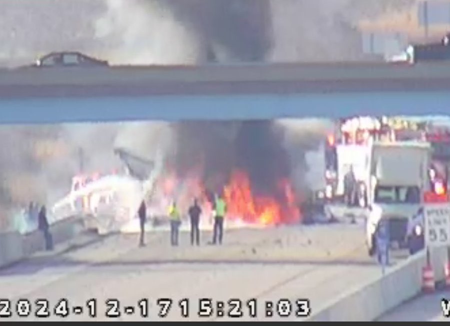 Massive plume of smoke that can be seen from Downtown Indy. Two semi trucks crashed and caught fire at the Mount Comfort exit on I-70.