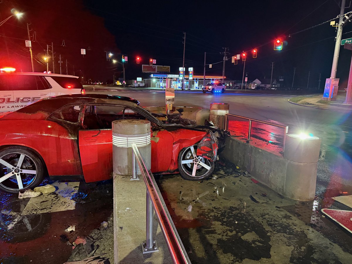 Two people were injured in a car crash in Lawrence early this morning.  Lawrence Police Department