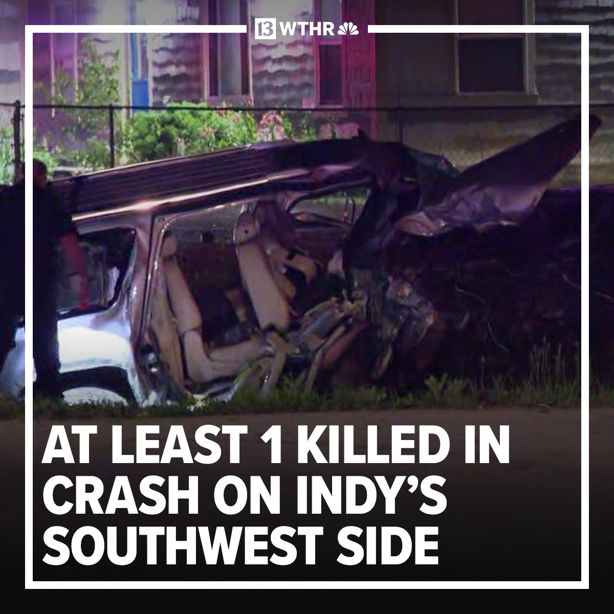 At least one person is dead after a single-vehicle crash that closed a major intersection on Indy's southwest side early this morning.