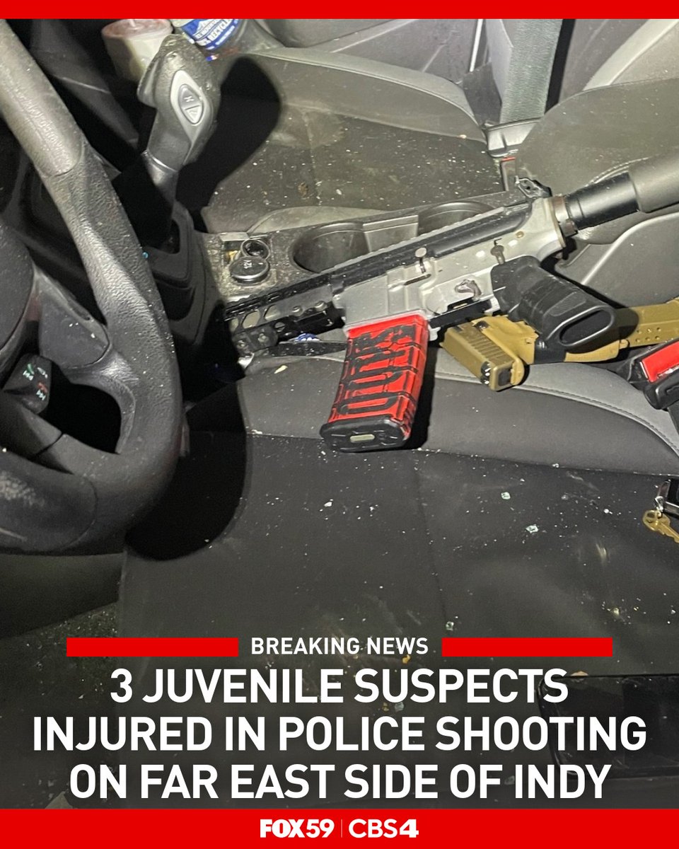 Three juvenile suspects were injured in a police shooting on the far east side of Indianapolis Saturday night. Two of the juveniles were shot and another was hit by less-lethal weaponry officers deployed during the incident