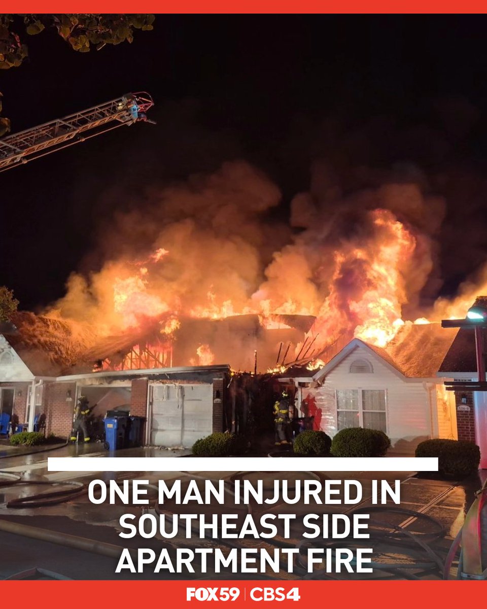 An 86-year-old man was injured in an apartment fire on Indy's southeast side after the roof collapsed early Sunday morning