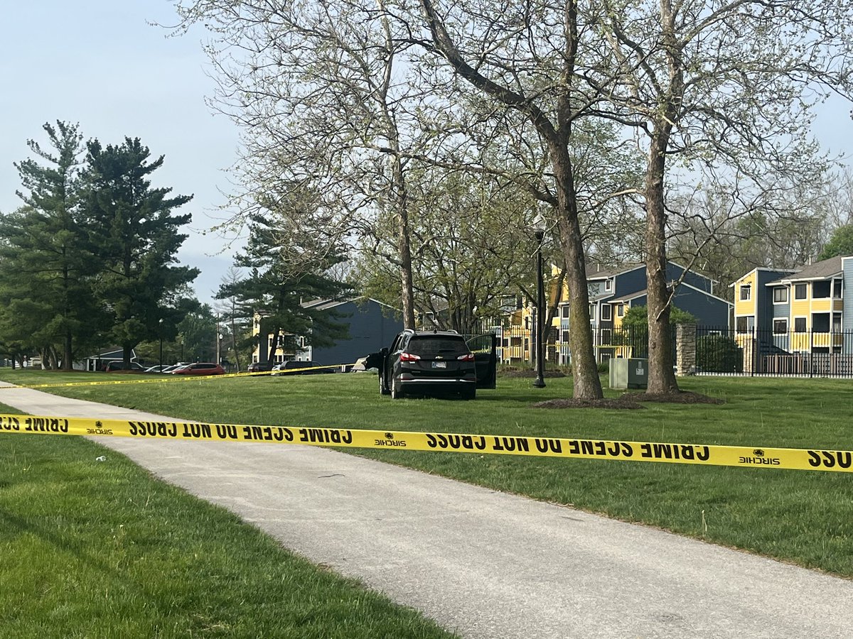 Scene of a shooting at Deer Cross Apartments on the Far West side of Indianapolis. One person is in critical condition