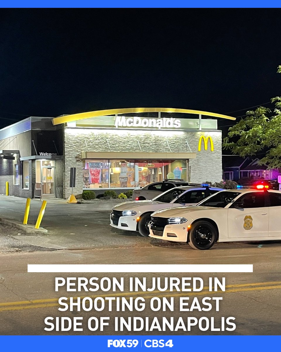 A person was injured in a shooting on the east side of Indianapolis Sunday night. police conducting their investigation of the shooting at a McDonald's located along East 10th Street