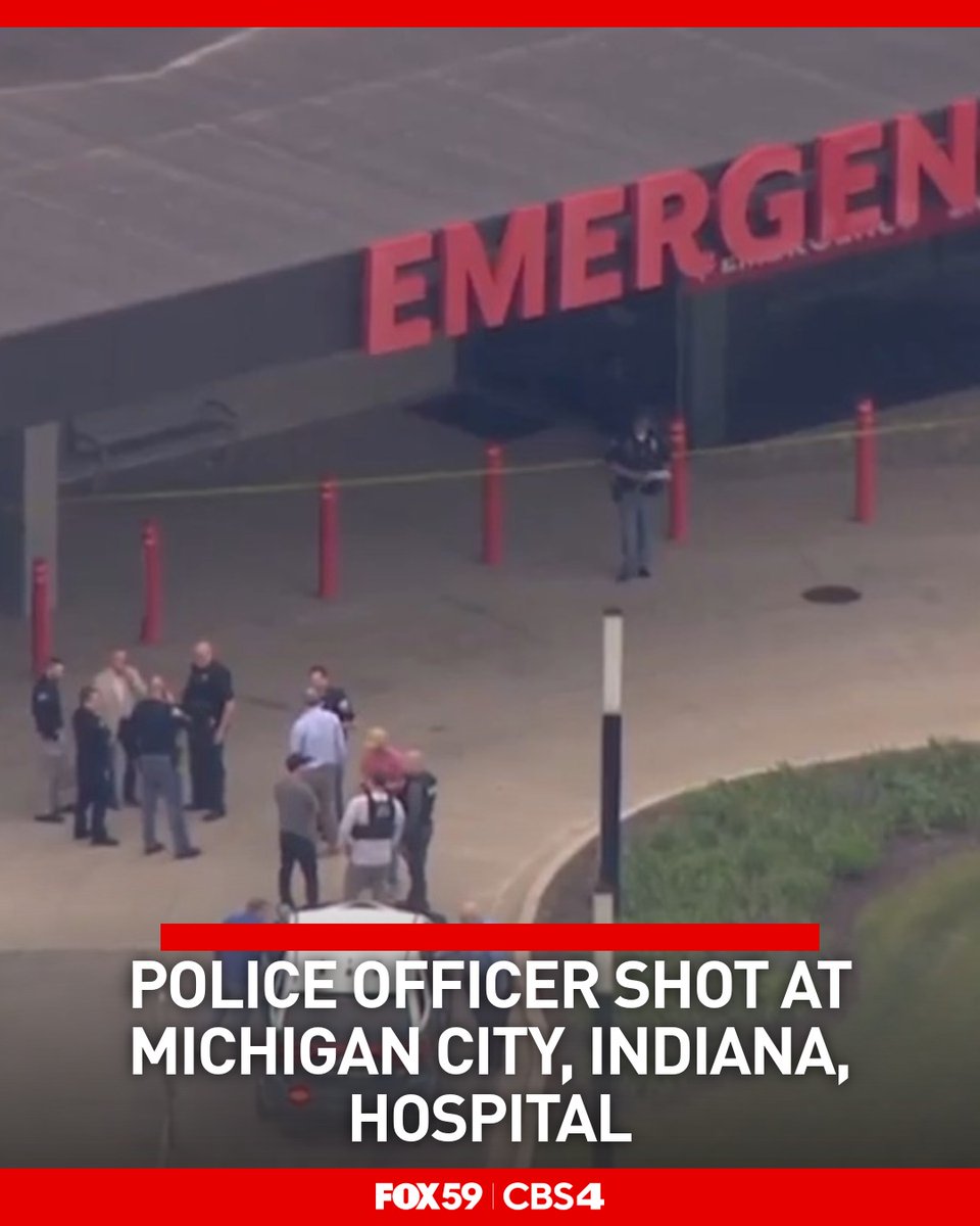 A police officer was shot early Friday at a hospital in Michigan City, Indiana. The officer's condition isn't known at this time