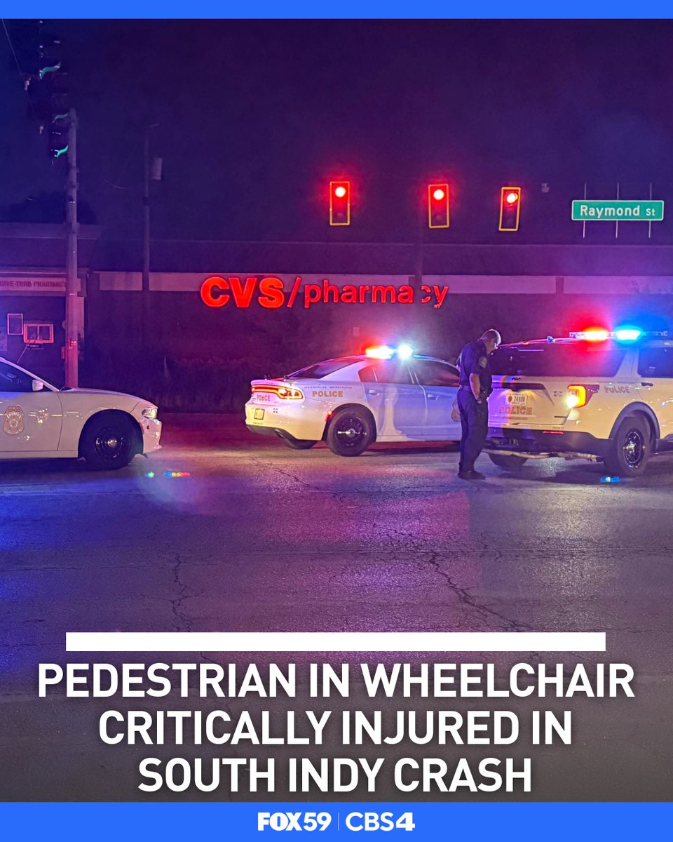 A pedestrian in a wheelchair was critically injured in a crash on the near south side of Indianapolis Sunday night. The crash occurred near the intersection of East Raymond and Shelby Streets