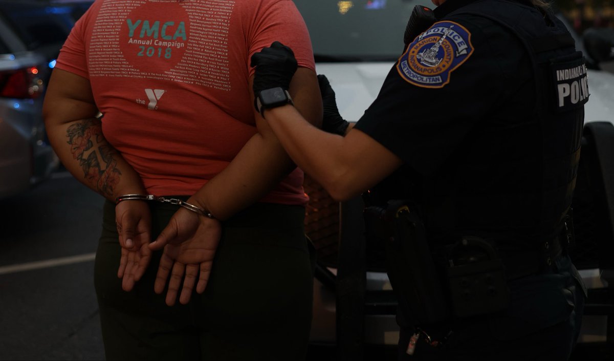 Following a traffic stop, IMPD has arrested an adult female near Washington Street for a warrant. The female was transported to the Criminal Justice Center and now we are back on patrol