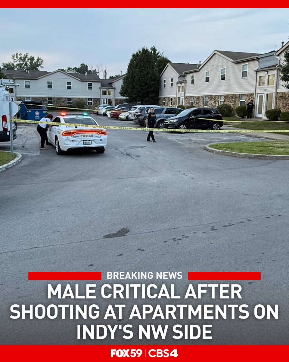 IMPD confirmed a male is critically hurt after a shooting at apartments on the northwest side of Indianapolis